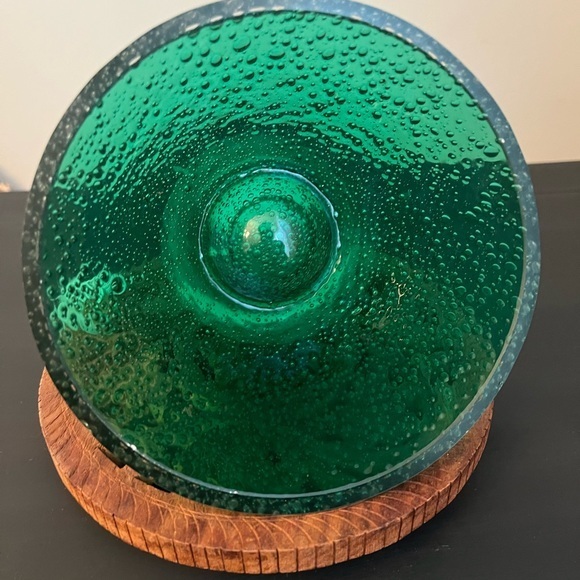 Hand Blown Green Glass Control Bubbles Oil‎ Lamp - Picture 5 of 9